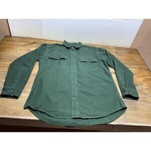 Filson Men's Field Flannel Shirt Green Heavy Cotton Size Large Long